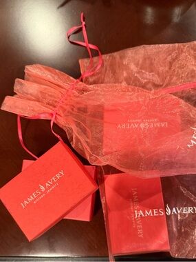 James Avery Coral Pink Jewelry Boxes and Sheer Drawstring Bags